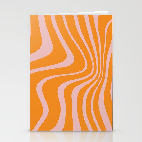 Psychedelic Waves 22, Zebra, Orange Light Pink Stationery Cards