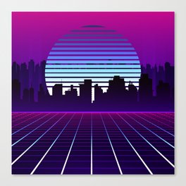 Dreamy 80s City Synthwave Canvas Print