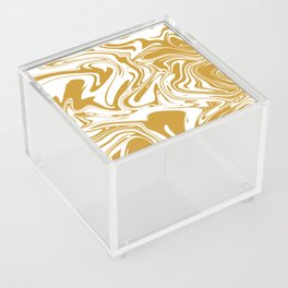 Liquid Contemporary Abstract Yellow Ochre and White Swirls - Retro Liquid Swirl Pattern Acrylic Box