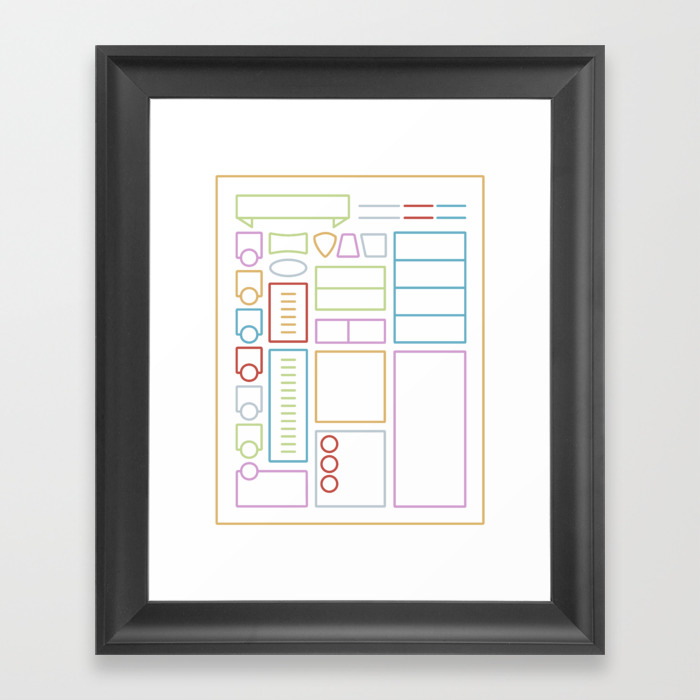 dnd character sheet dnd dungeons dragons d d framed art print by glassstaff society6