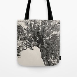 Melbourne - Australia - City Map Black and White Tote Bag