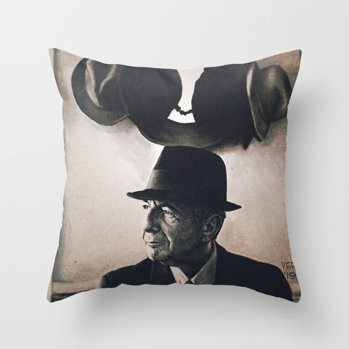 Leonard Cohen hats Throw Pillow
