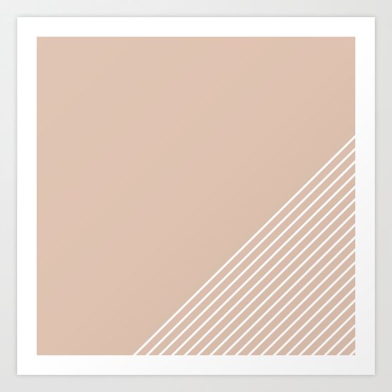 White & Pink Stripes Art Print