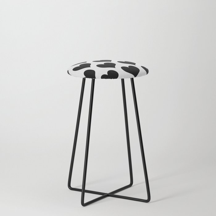 White And Black Heart Minimalist Counter Stool