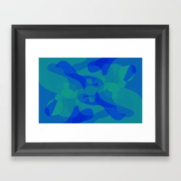 Blue Camouflage Modern Geometric Framed Art Print