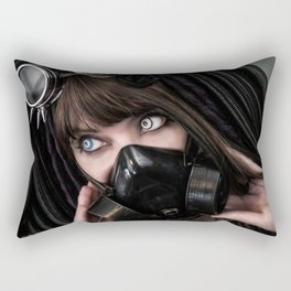 Cybergoth cyber girl black gas mask Rectangular Pillow