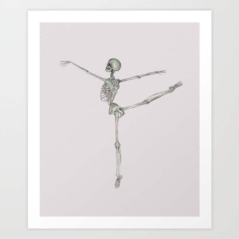 Ballerina Skeleton in Arabesque: Ballet lover Art Print by OssuariumFloreus | Society6