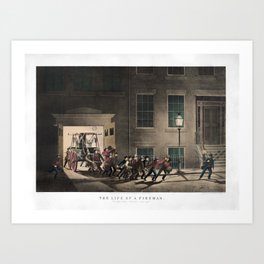 The Life Of A Fireman - The Night Alarm - Circa 1854 Art Print