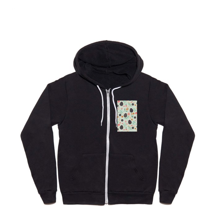 Happy Easter Egg Floral Collection Full Zip Hoodie