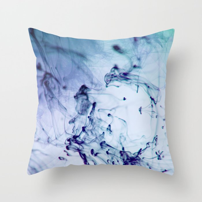 Light Blue Ocean Ink Fluid Throw Pillow
