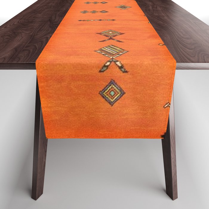 Oriental Traditional Moroccan Berber Rug Artwork Table Runner