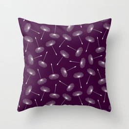 Dandelion Seeds // Plum Purple Throw Pillow