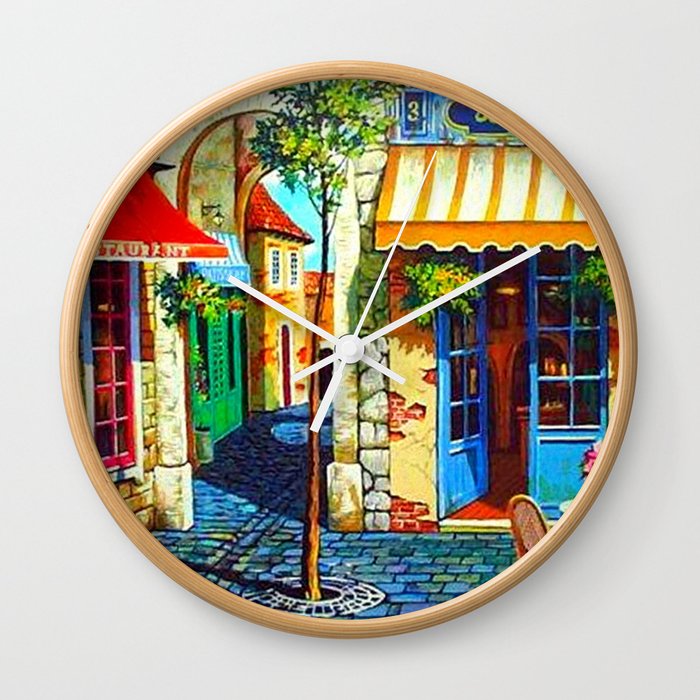 Paris Cafe, Montemartre colorful portrait painting for home decor Wall Clock