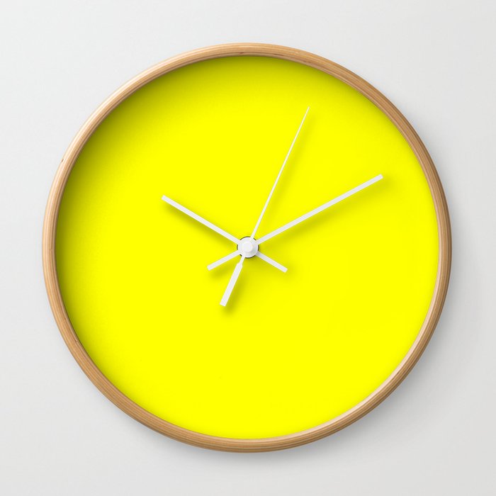 Bright Fluorescent Yellow Neon Wall Clock