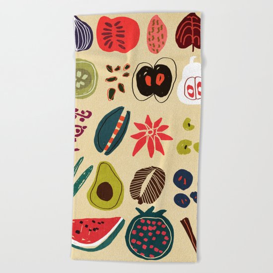 Fruit and Spice Rack Beach Towel