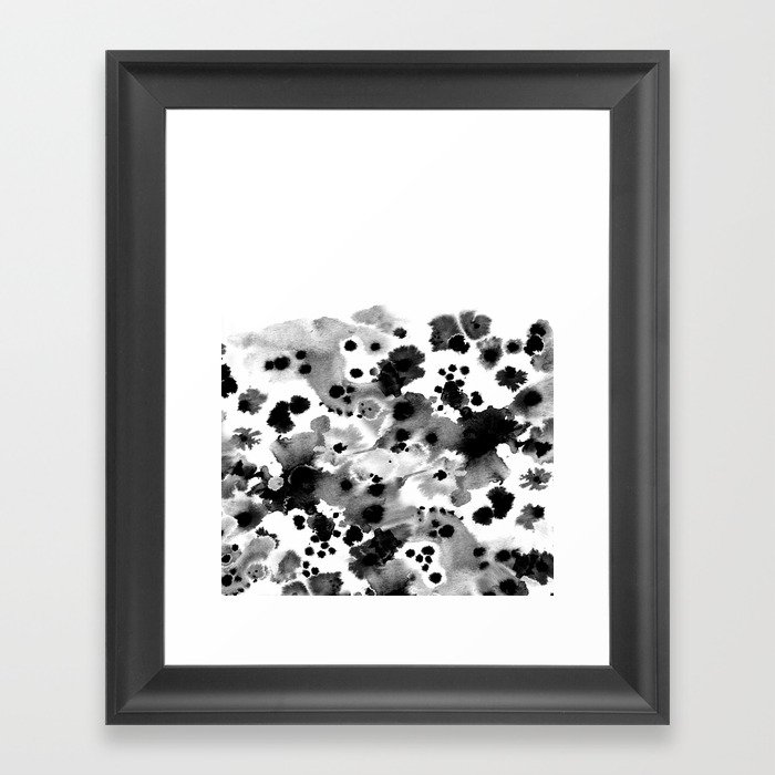 Mona - Black and White Painted Spots, painterly, abstract, monochrome cell phone case Framed Art Print