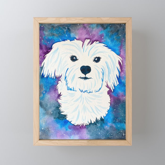 Galaxy Maltese Dog Framed Mini Art Print