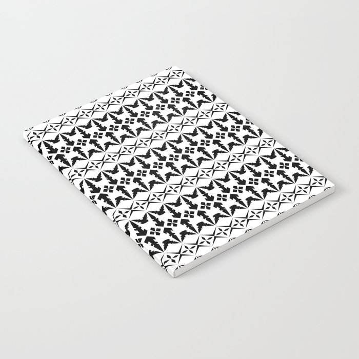 Seamless abstract ethnic pattern vintage. Design horizontal shape black on white background.  Notebook