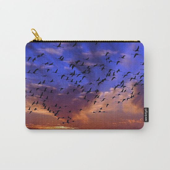 Flight of flamingos at sunset Carry-All Pouch