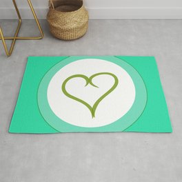 Green Heart with Love Rug
