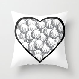 Golf Heart Love Throw Pillow