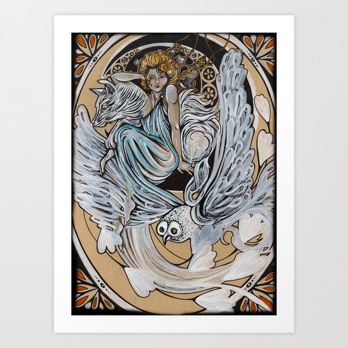 Athena and Familiars Art Print