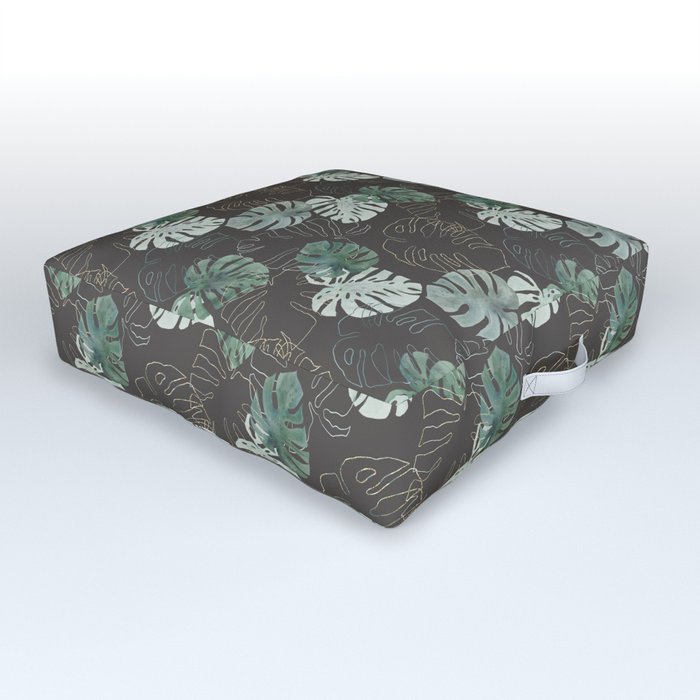 Tropical Monstera Leaves Pattern Outdoor Floor Cushion
