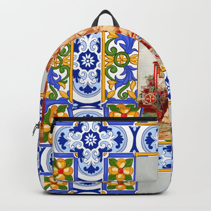 Italian,Sicilian art,majolica,tiles,baroque art Backpack