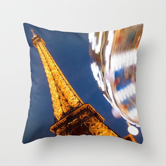 Tour Eiffel Carousel Throw Pillow