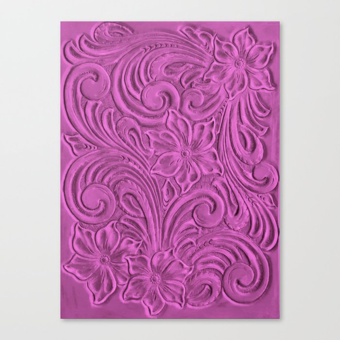 Bright pink tooled leather Canvas Print