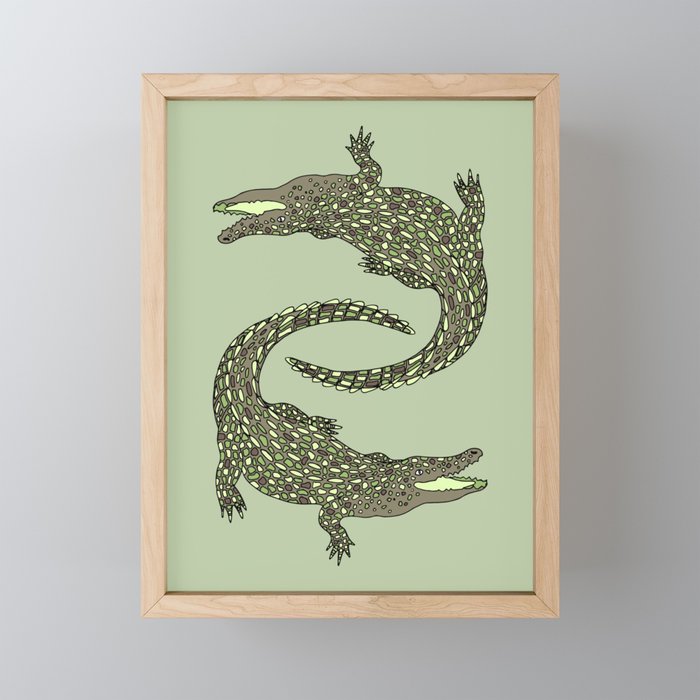 Crocodiles (Camo Palette) Framed Mini Art Print