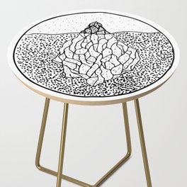 Black and white iceberg abstract sketch Side Table