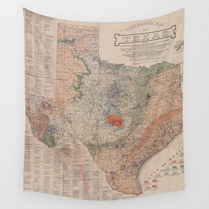 Vintage Geological Map of Texas (1920) Wall Tapestry