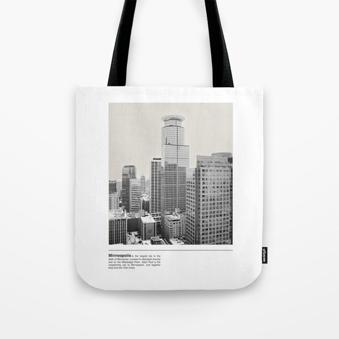 Minneapolis Skyline | Minimalist Black and White Photography Tote Bag