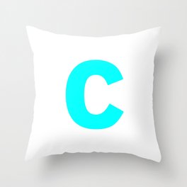letter C (Cyan & White) Throw Pillow