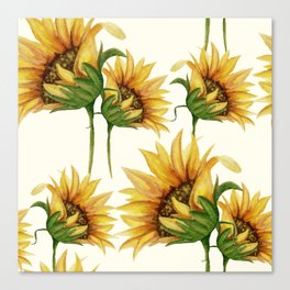 Large Sunflowers pattern vintage floral Canvas Print
