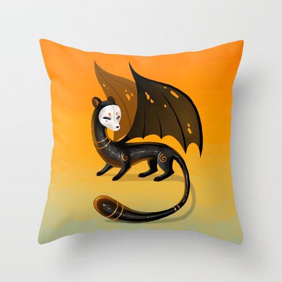 Black Stoat Throw Pillow