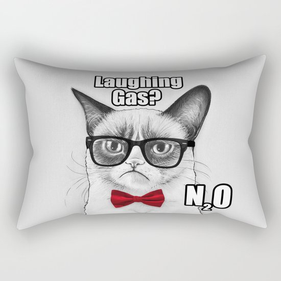 Grumpy Chemistry Cat Geek Science Meme Whimsical Animals in Glasses Rectangular Pillow