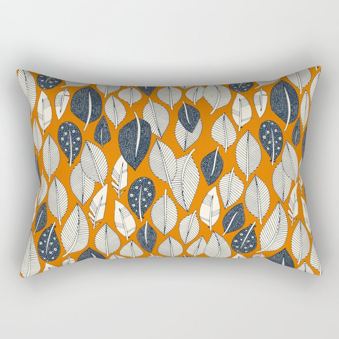 leaves and feathers orange Rectangular Pillow