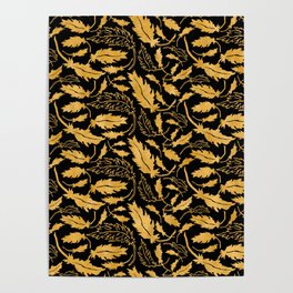 Gold And Black Leaves Collection Poster