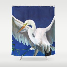 Tropical Florida Art - Egret Majesty Shower Curtain