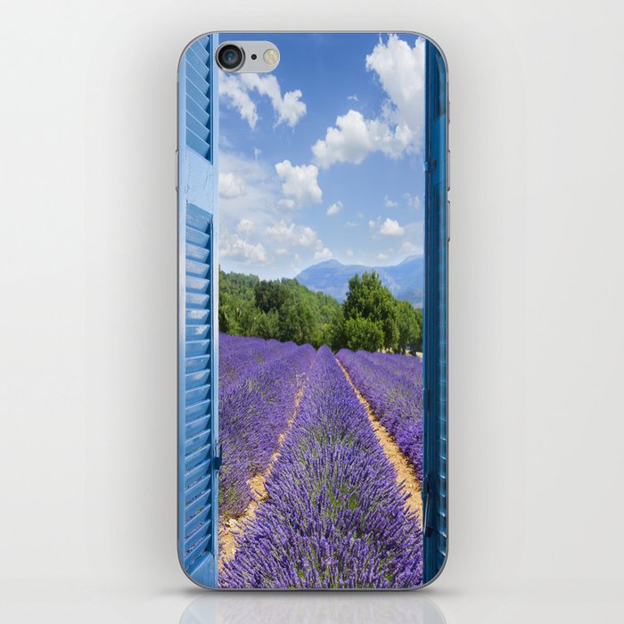 wooden shutters, lavender field iPhone Skin