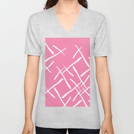 White cross marks on pink background V Neck T Shirt