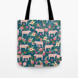 Pig florals farm homesteader pigs cute farms animals floral gifts Tote Bag