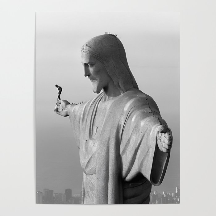 Christ the Redeemer, Rio de Janeiro, Brazil death defying dare devil black and white photography Poster
