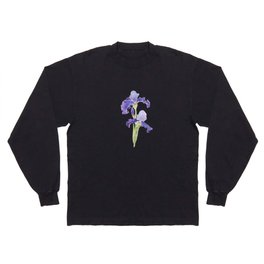two purple irises ink and watercolor Long Sleeve T-shirt