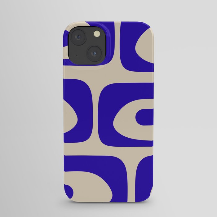Mid Century Modern Piquet Abstract Pattern in Cobalt Blue and Beige iPhone Case