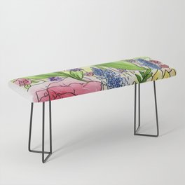Flower Watercolor Painting Bench