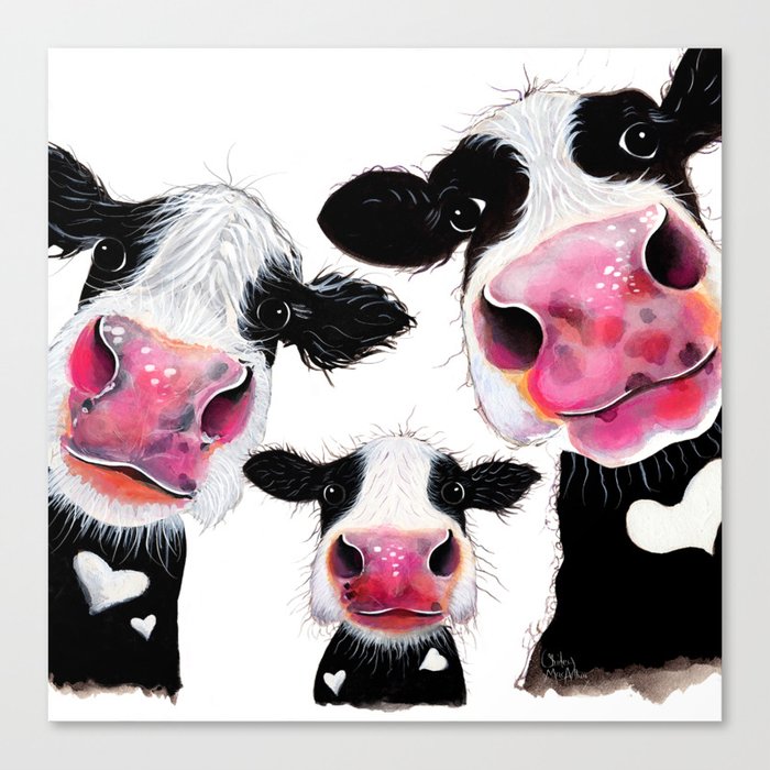 CoW PRiNT ANiMaL PRiNT ' THe NoSeY FaMiLY ' BY SHiRLeY MacARTHuR Leinwanddruck CoW PRiNT ANiMaL PRiNT ' THe NoSeY FaMiLY ' BY SHiRLeY MacARTHuR Leinwanddruck