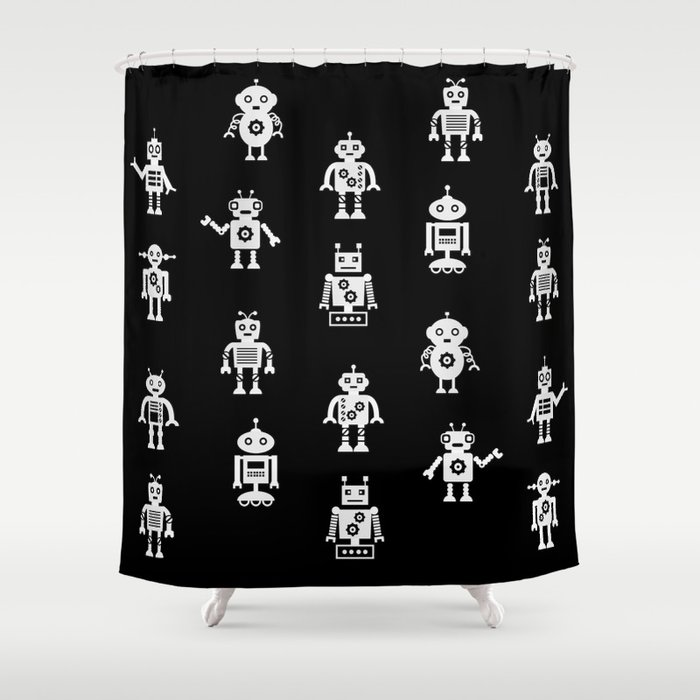 Robots Pattern Shower Curtain